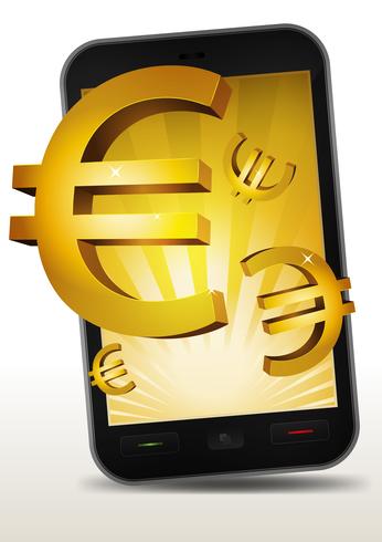 Gouden euro's binnen smartphone vector