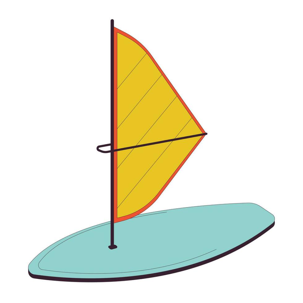 het windsurfen bord vlak lijn kleur geïsoleerd vector voorwerp. wind surfing het zeilen apparatuur. bewerkbare klem kunst beeld Aan wit achtergrond. gemakkelijk schets tekenfilm plek illustratie voor web ontwerp