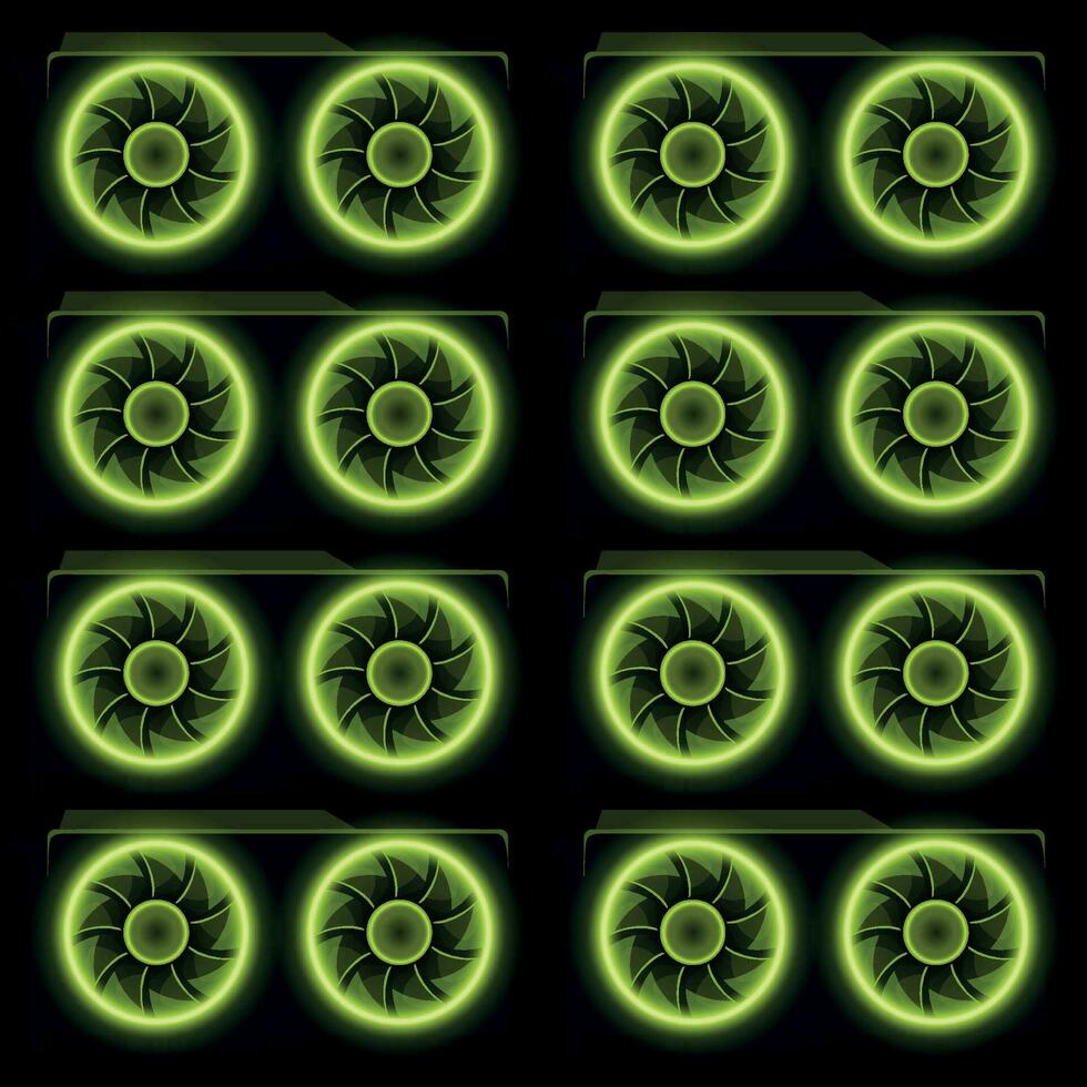 groen licht Aan GPU tuigage voor mijnbouw vector