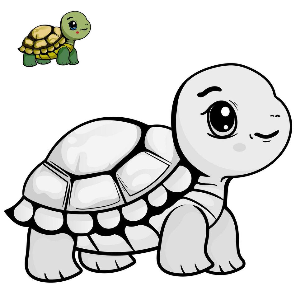 tekenfilm schildpad. zwart en wit illustratie tekenfilm karakter mooi zo gebruik voor mascotte, sticker, kleur boek, kinderen boek, teken, icoon, of ieder ontwerp u willen. vector