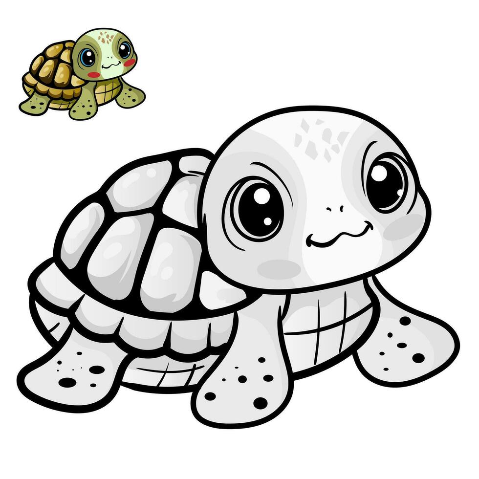 tekenfilm schildpad. zwart en wit illustratie tekenfilm karakter mooi zo gebruik voor mascotte, sticker, kleur boek, kinderen boek, teken, icoon, of ieder ontwerp u willen. vector