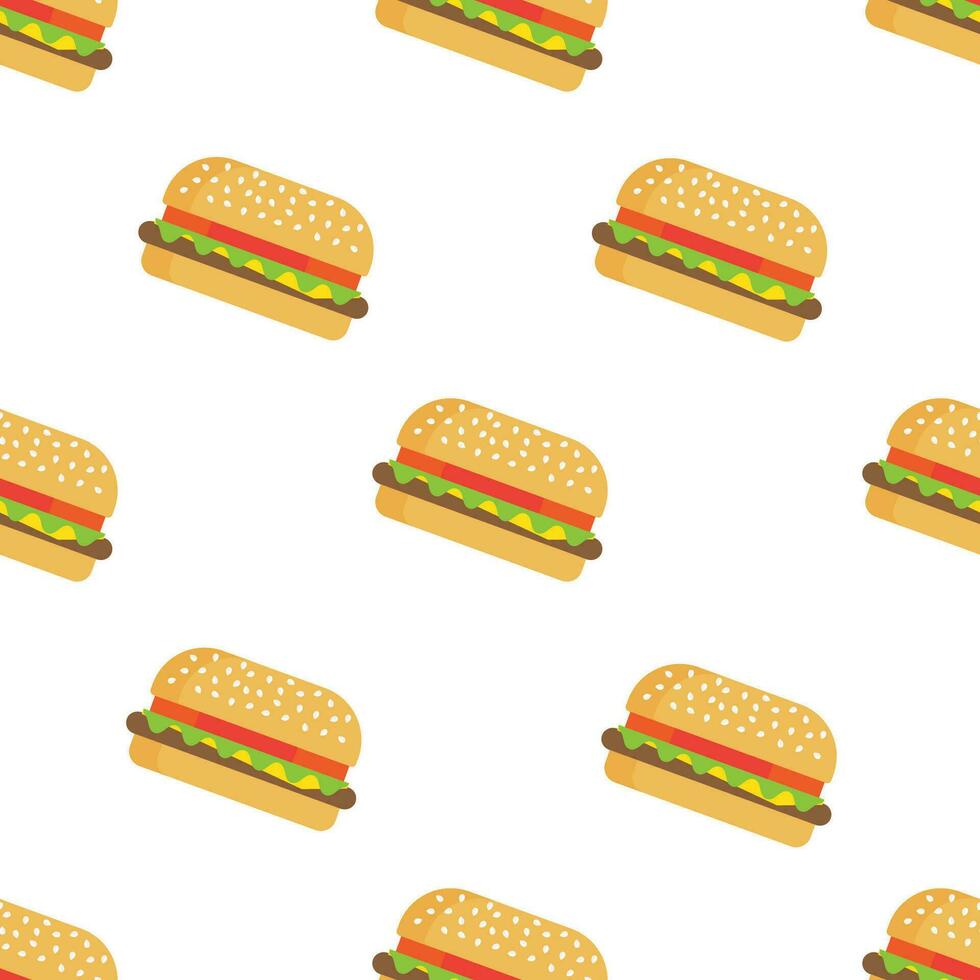hamburger naadloos patroon, snel voedsel restaurant. vector illustratie