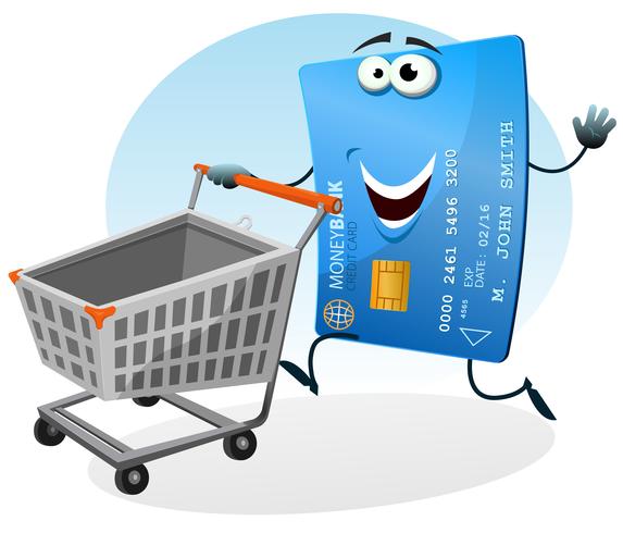 Winkelen met creditcard vector