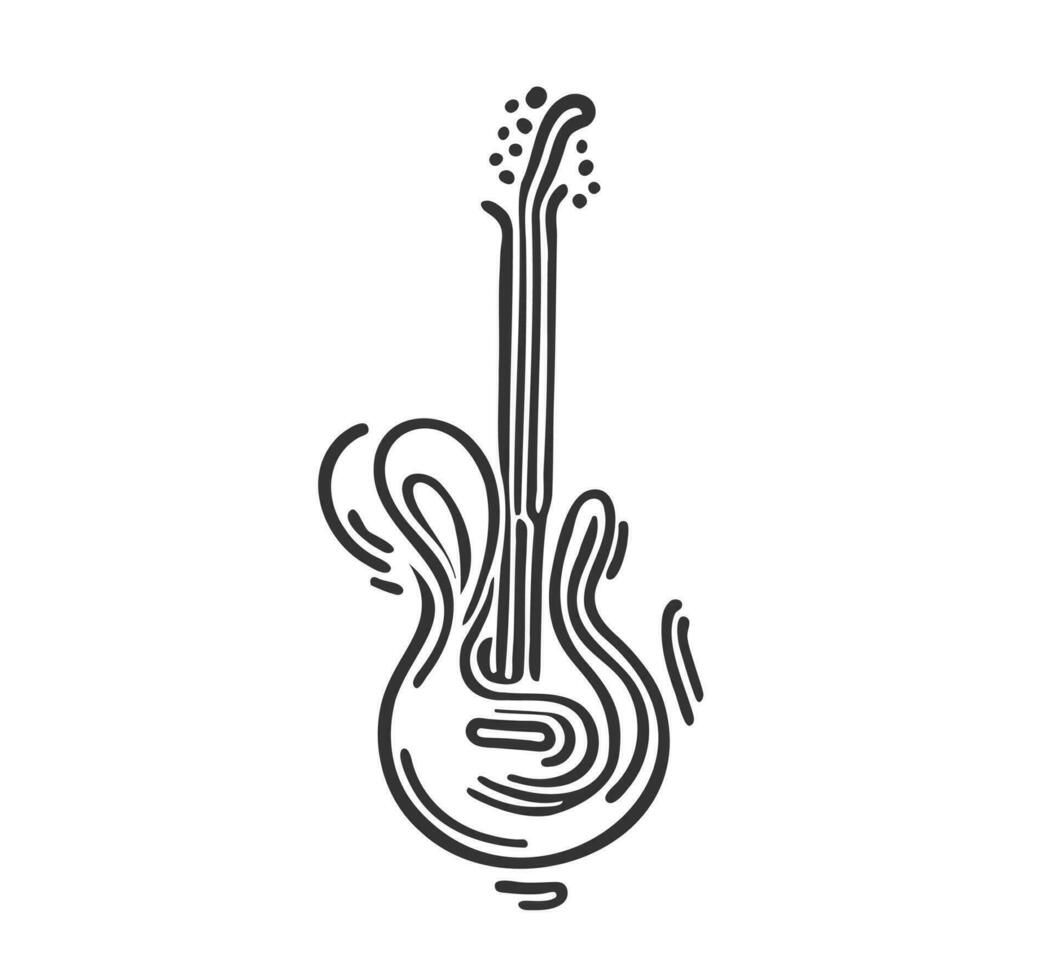 abstract musical instrument gitaar tekening logo lijnen borstel plons vector kunst stijl