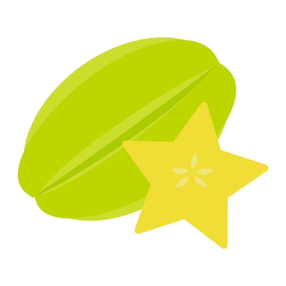 tekenfilm schattig helder kleuren vruchten. carambola, ster fruit geïsoleerd Aan wit achtergrond, vlak ontwerp, vector, illustratie, eps10 vector