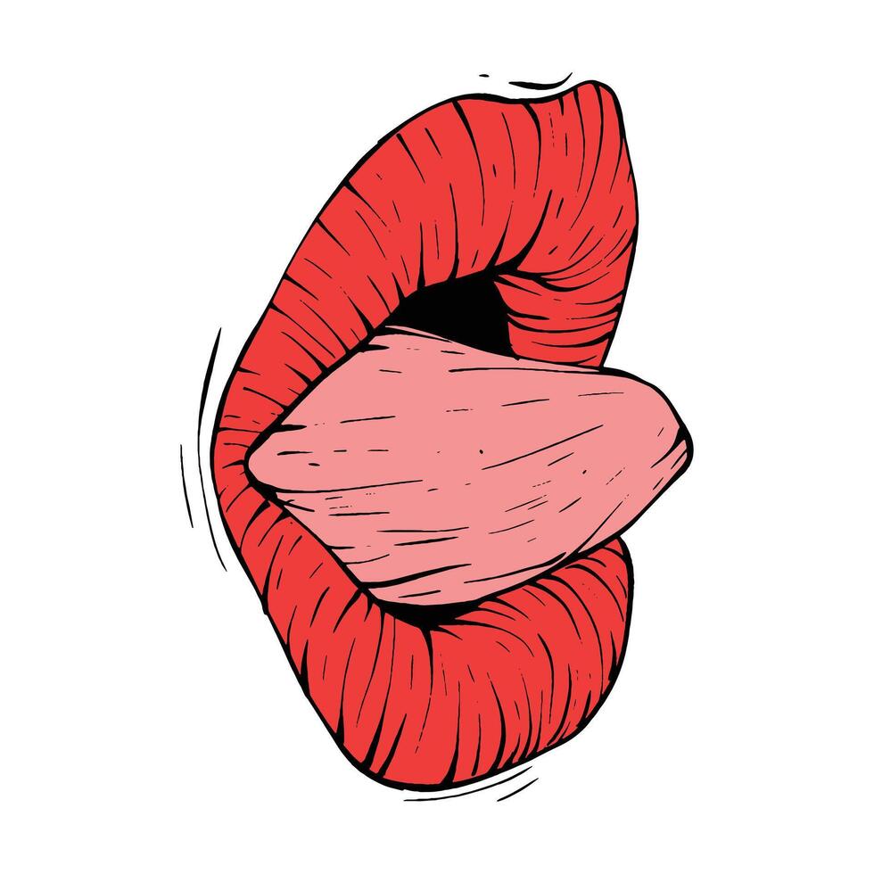 vector rood vrouw lippen schetsen