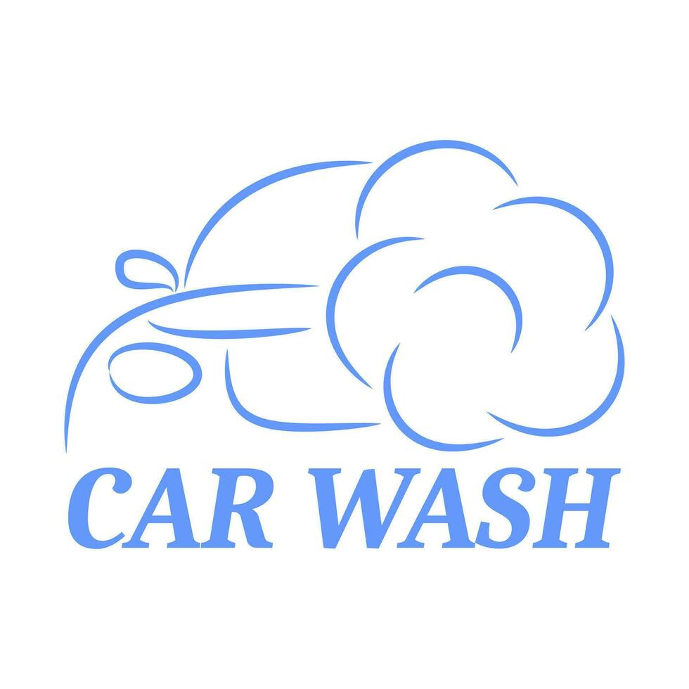 vector illustratie. minimalistisch auto logo ontwerp met schuim bubbels voor auto wassen.