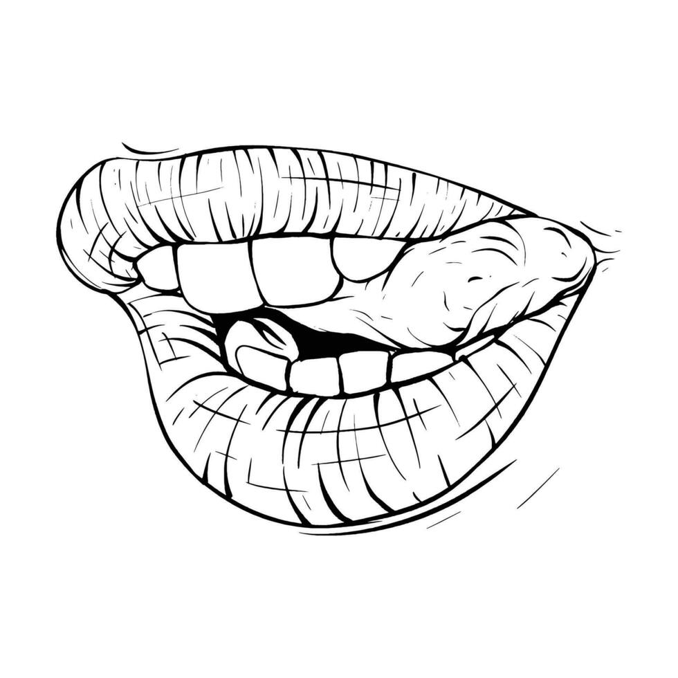 vector lippen schetsen zwart en wit