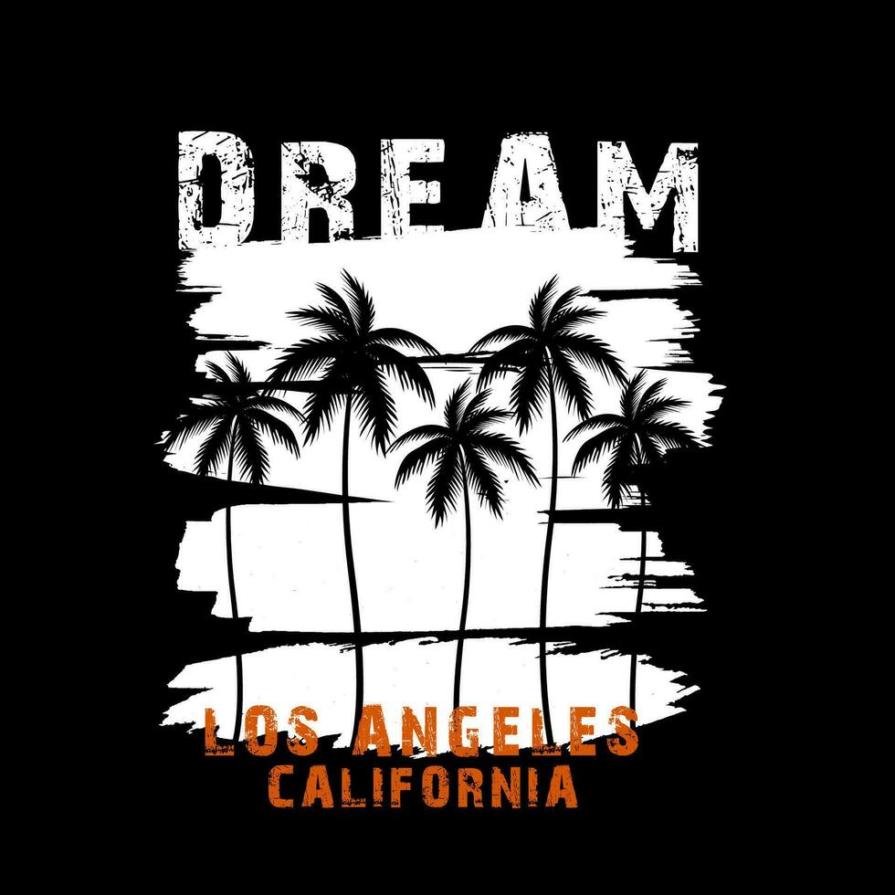 Californië oceaan kant elegant t-shirt en kleding modieus ontwerp met palm bomen silhouetten, typografie, afdrukken, vector illustratie