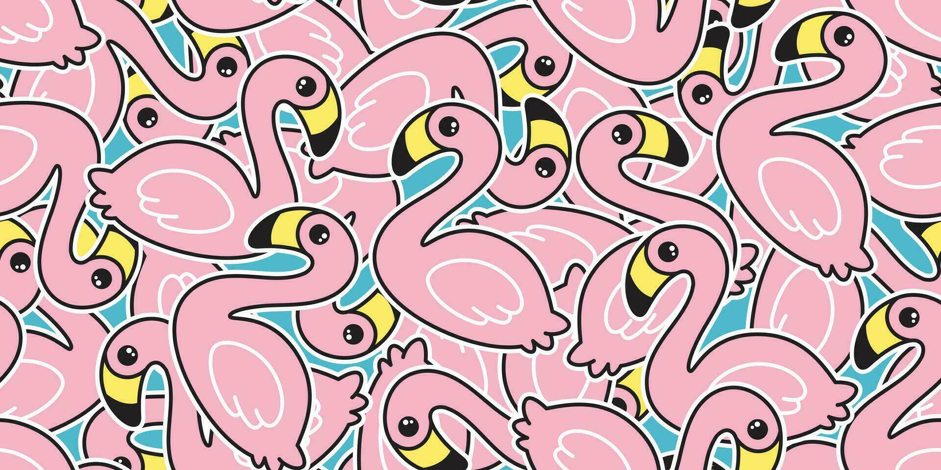 flamingo naadloos patroon vector roze flamingo's exotisch vogel zomer tropisch tekenfilm tegel achtergrond herhaling behang sjaal geïsoleerd illustratie