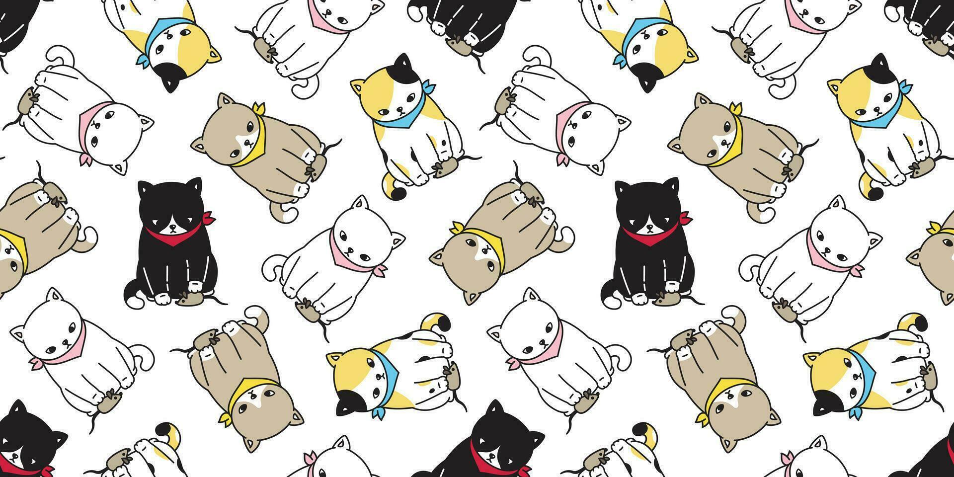 kat naadloos patroon vector calico zwart katje huisdier tekenfilm herhaling behang tegel achtergrond sjaal geïsoleerd illustratie