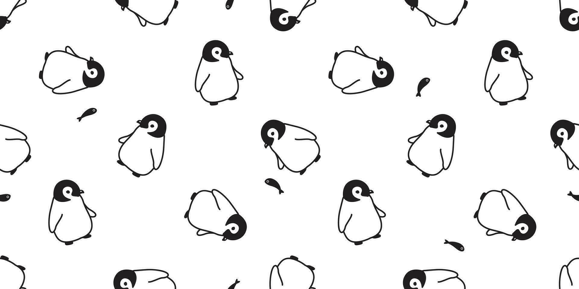 pinguïn naadloos patroon vector tekenfilm vis Zalm vogel herhaling behang tegel achtergrond sjaal geïsoleerd illustratie