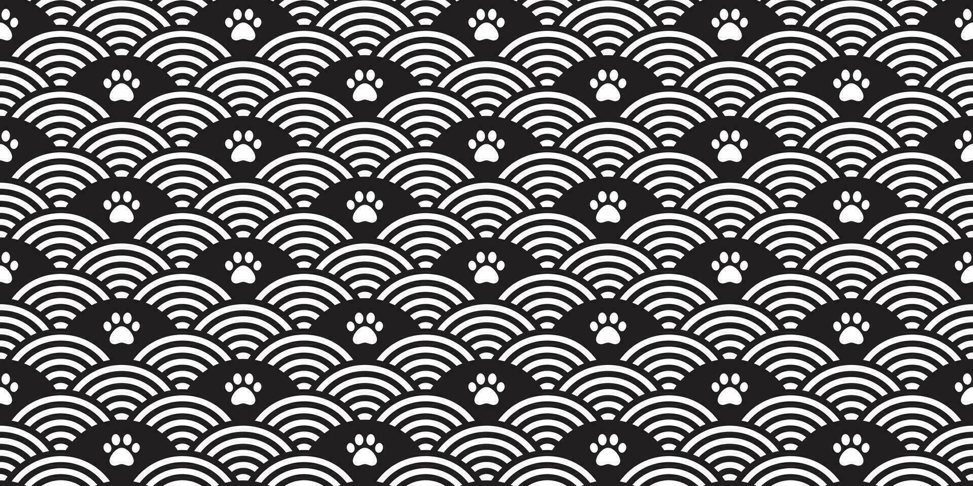 hond poot naadloos patroon vector Japan Golf voetafdruk huisdier oceaan sjaal geïsoleerd tekenfilm kat herhaling behang tegel achtergrond