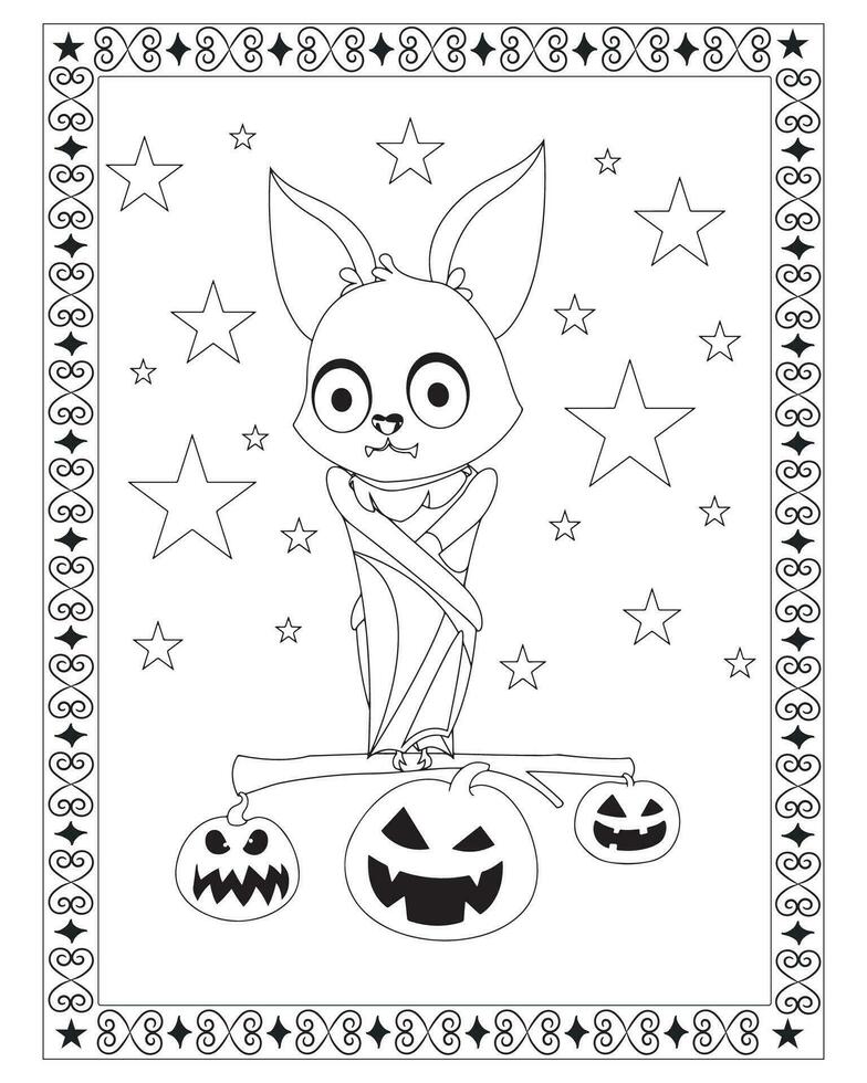 halloween kleur Pagina's voor kinderen, halloween knuppel kleur Pagina's voor kinderen, halloween illustratie, halloween vector, zwart en wit, knuppel vector