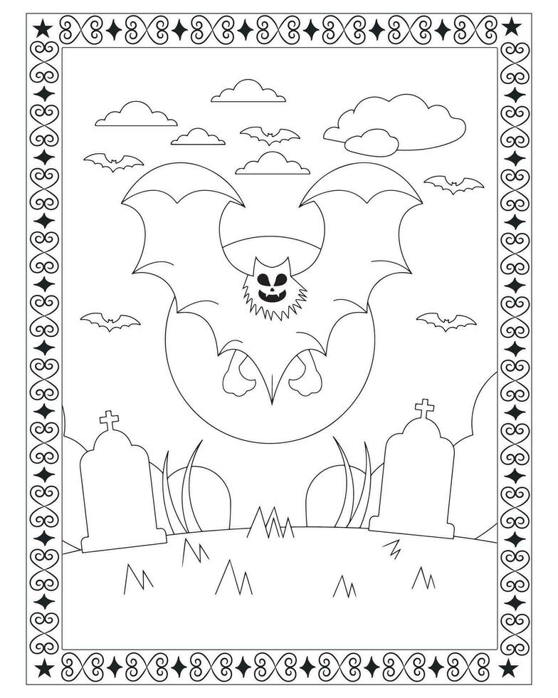 halloween kleur Pagina's voor kinderen, halloween knuppel kleur Pagina's voor kinderen, halloween illustratie, halloween vector, zwart en wit, knuppel vector