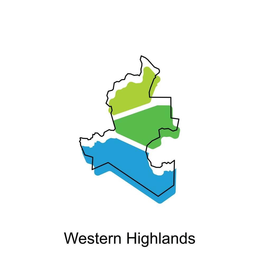 kaart van western hooglanden vector ontwerp sjabloon, nationaal borders en belangrijk steden illustratie