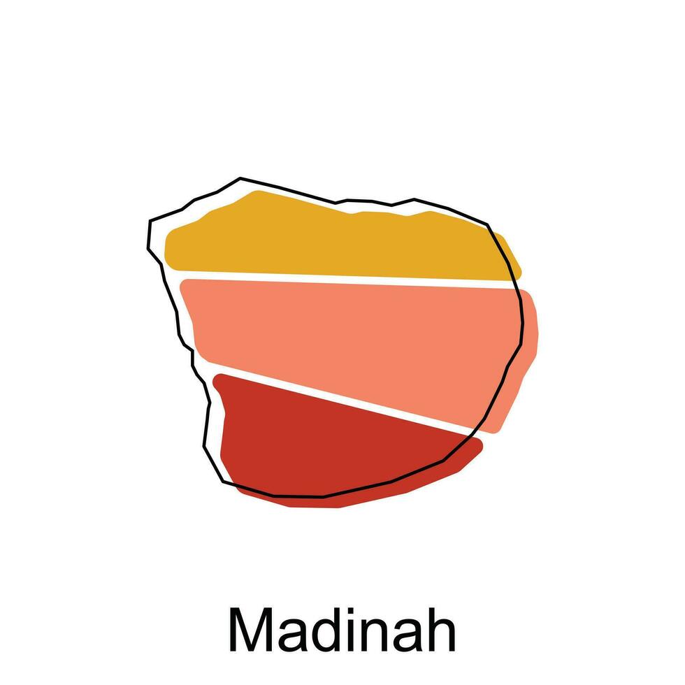 kaart van Madinah ontwerp sjabloon, wereld kaart Internationale vector sjabloon met schets grafisch schetsen stijl geïsoleerd Aan wit achtergrond