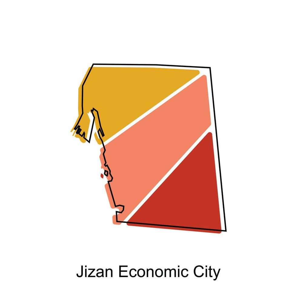 kaart van jizan economisch stad ontwerp sjabloon, wereld kaart Internationale vector sjabloon met schets grafisch schetsen stijl geïsoleerd Aan wit achtergrond