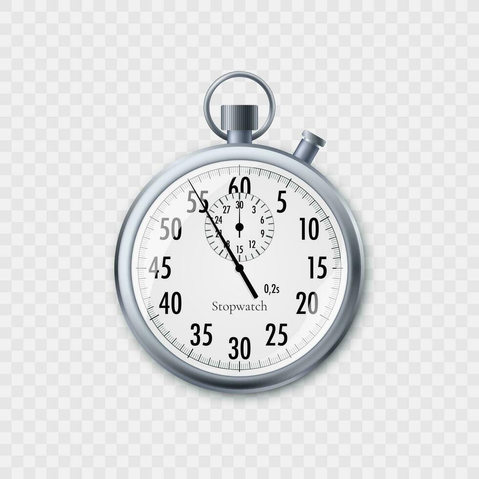 stopwatch in realistisch stijl. klassiek metaal stopwatch. vector illustratie