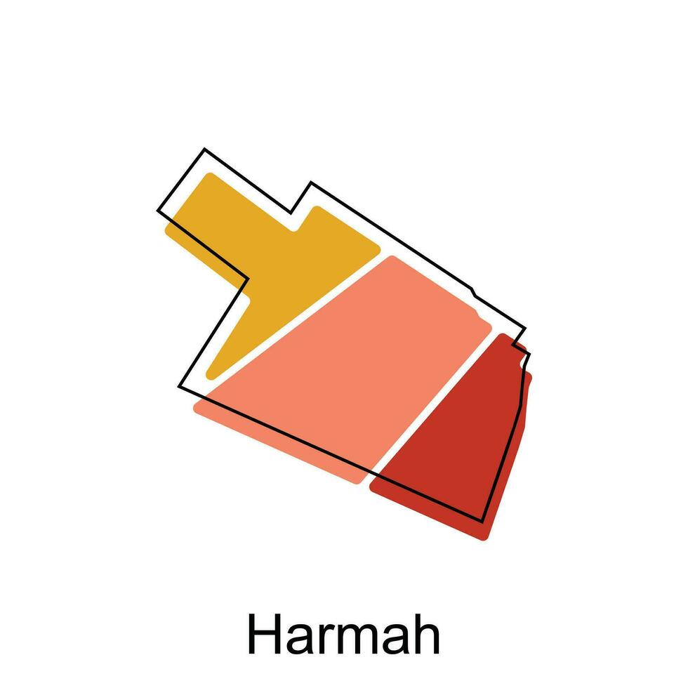 kaart van harmah kleurrijk modern vector ontwerp sjabloon, nationaal borders en belangrijk steden illustratie