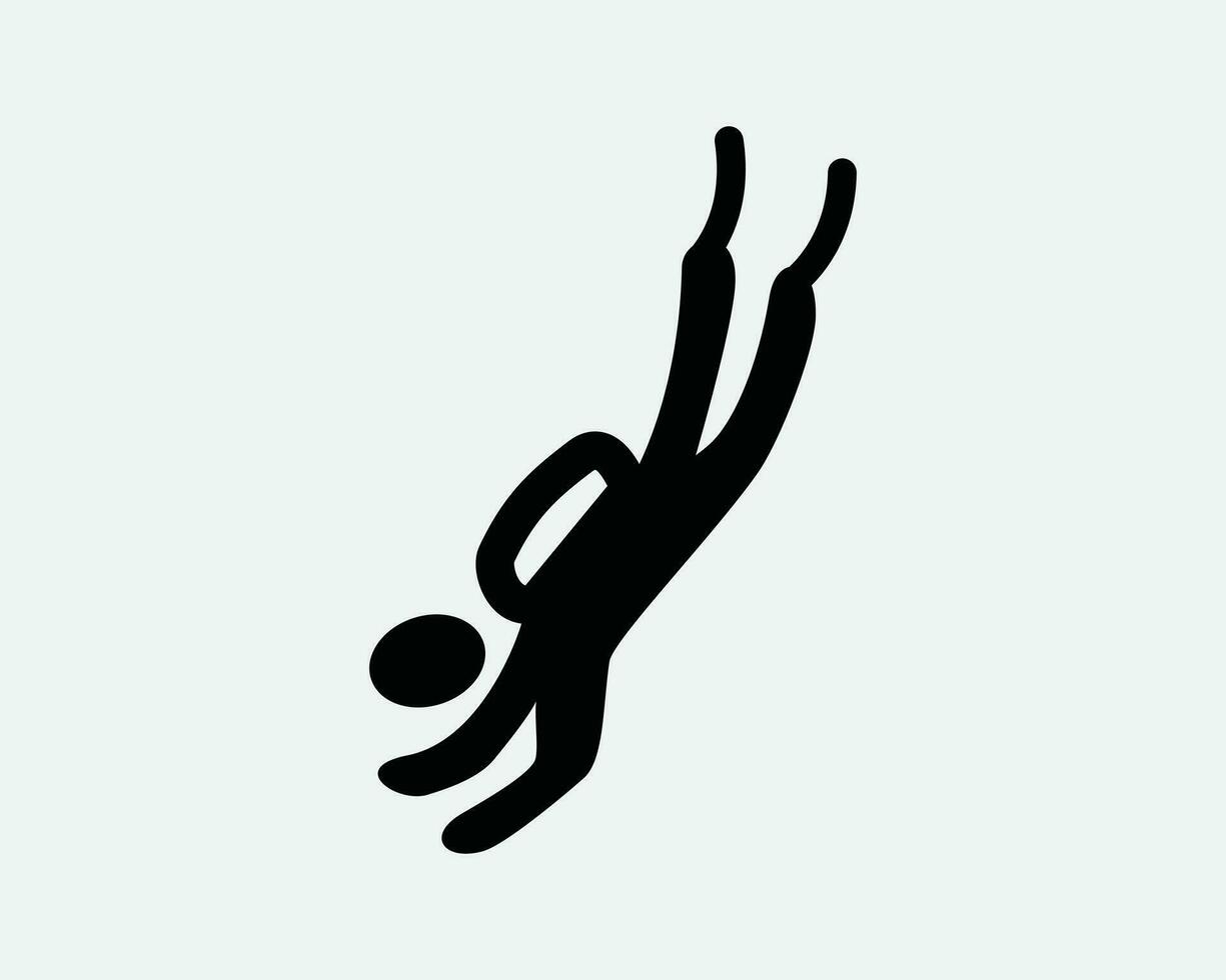 duiker icoon. scuba duiken onderwater- zee oceaan Mens duiken naar beneden onder water zwemmen. zwart wit teken symbool illustratie artwork grafisch clip art eps vector