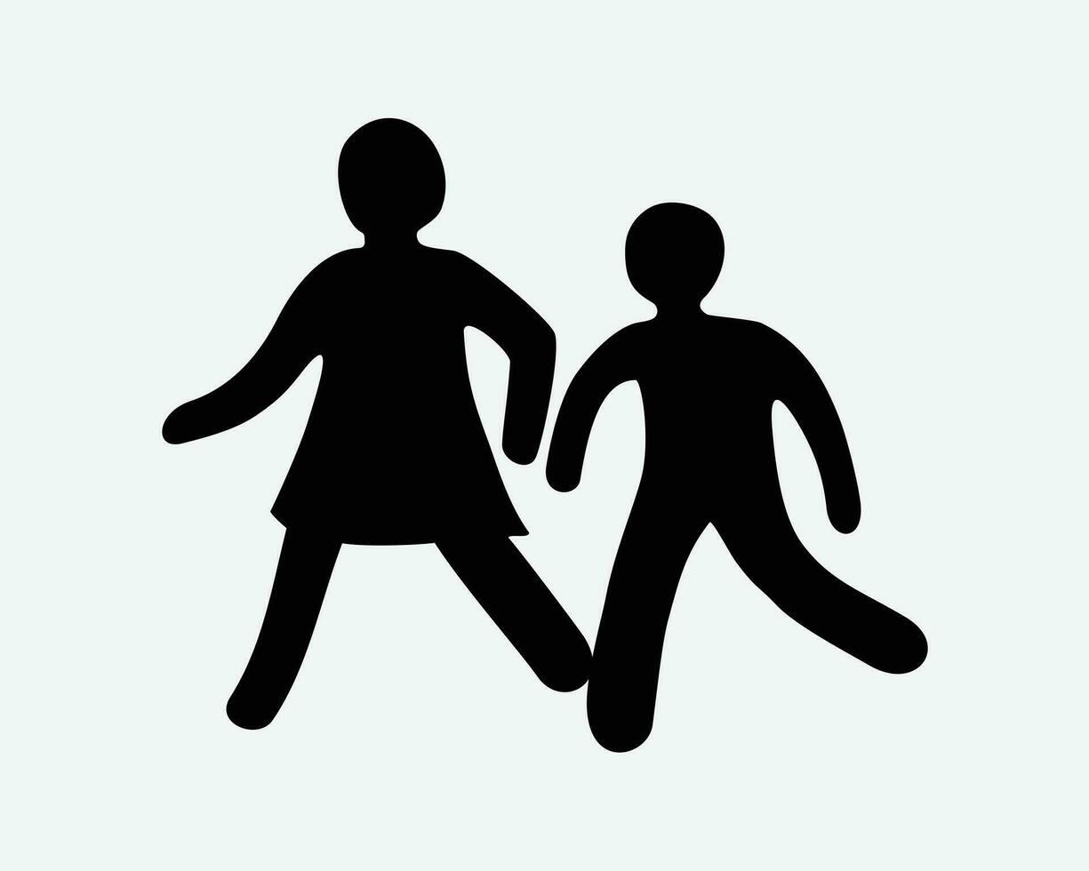 kinderen icoon kind kind kinderen Speel spelen voetganger kruispunt vector zwart wit silhouet symbool teken grafisch clip art artwork illustratie pictogram