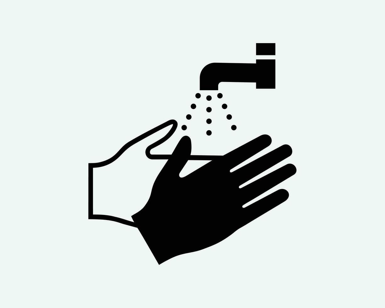 wassen handen hand- het wassen water kraan schoon hygiëne praktijk zwart wit silhouet symbool icoon teken grafisch clip art artwork illustratie pictogram vector
