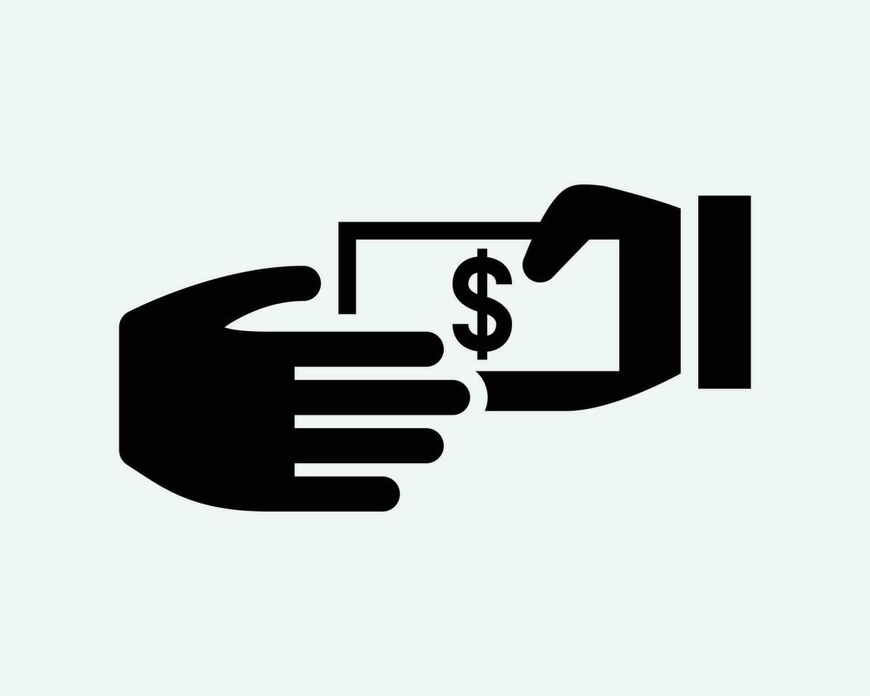 contant geld betaling icoon. financiën betalen geld investering uitwisseling hand- bank bank lening Notitie teken symbool zwart artwork grafisch illustratie clip art eps vector