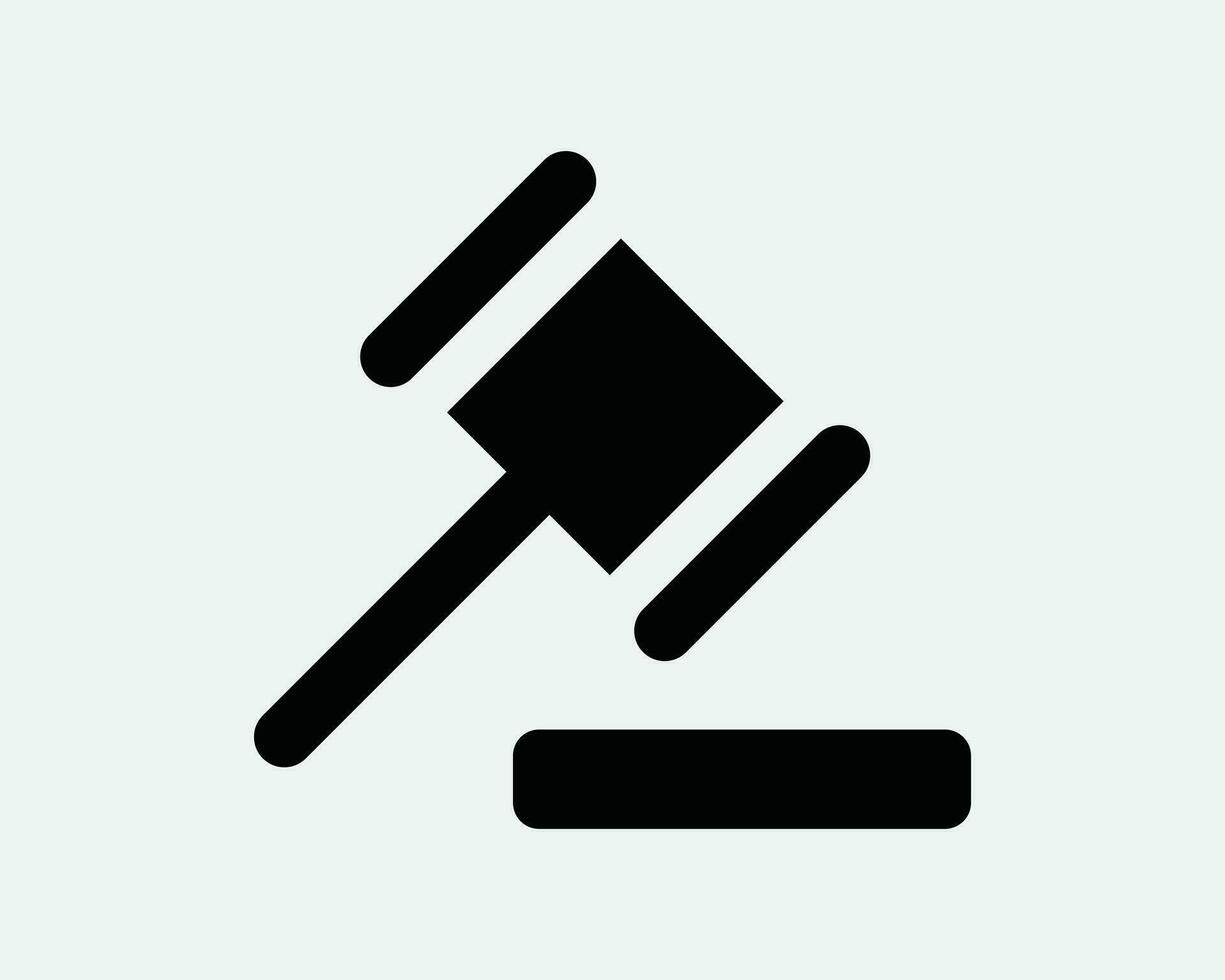 gerechtigheid hamer icoon rechter oordeel wet laag hamer veiling wettelijk misdrijf rechtbank zwart wit teken symbool illustratie artwork grafisch clip art eps vector