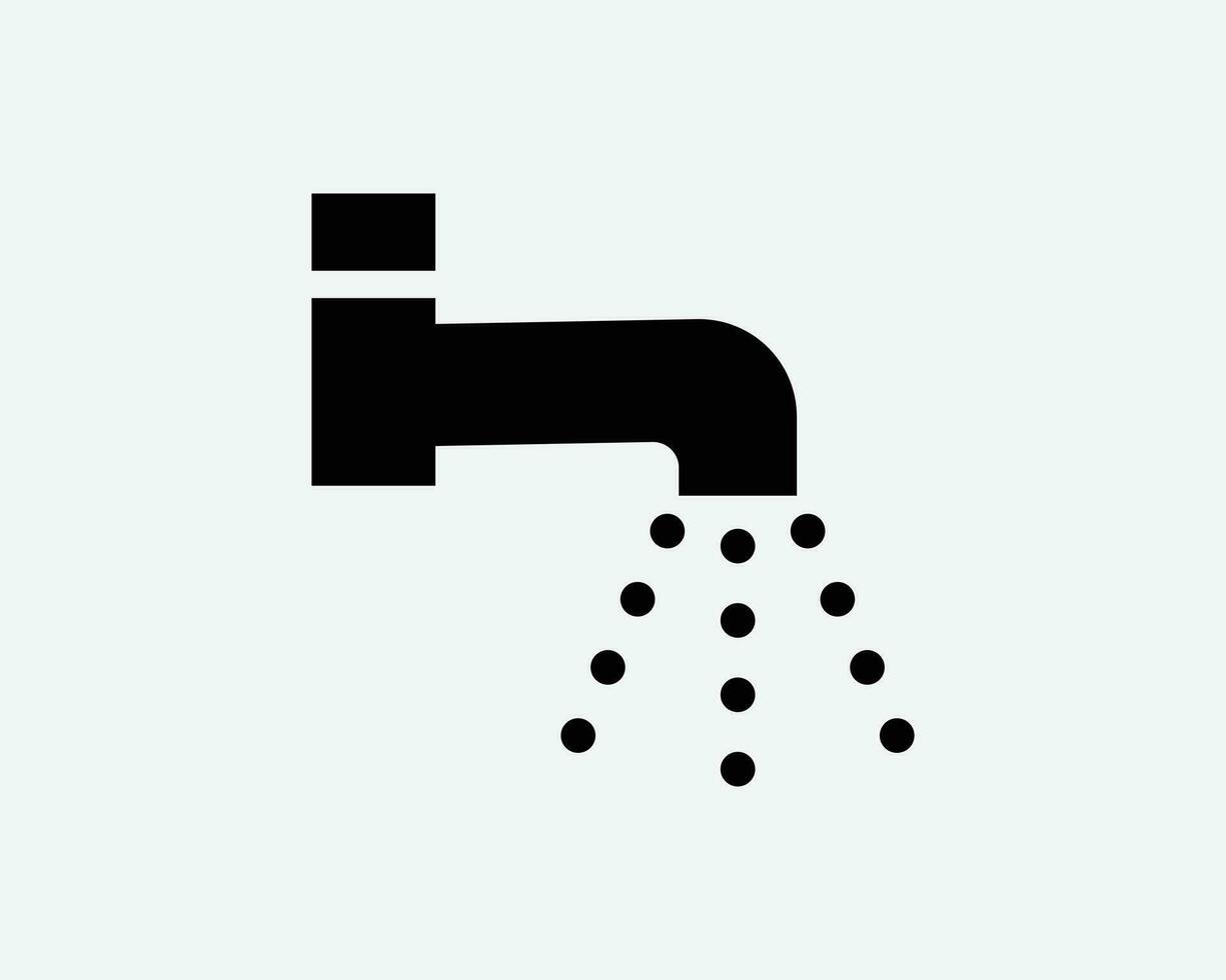 water kraan icoon pijp kraan verstuiven badkamer toilet keuken zwart wit silhouet symbool teken grafisch clip art artwork illustratie pictogram vector