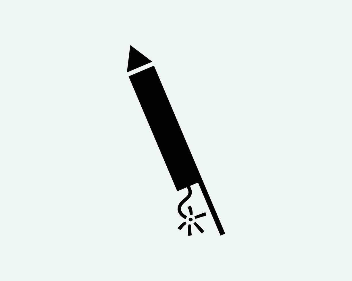 vuurwerk raket icoon vuurwerk draagraket voetzoeker fonkeling vector zwart wit silhouet symbool teken grafisch clip art artwork illustratie pictogram