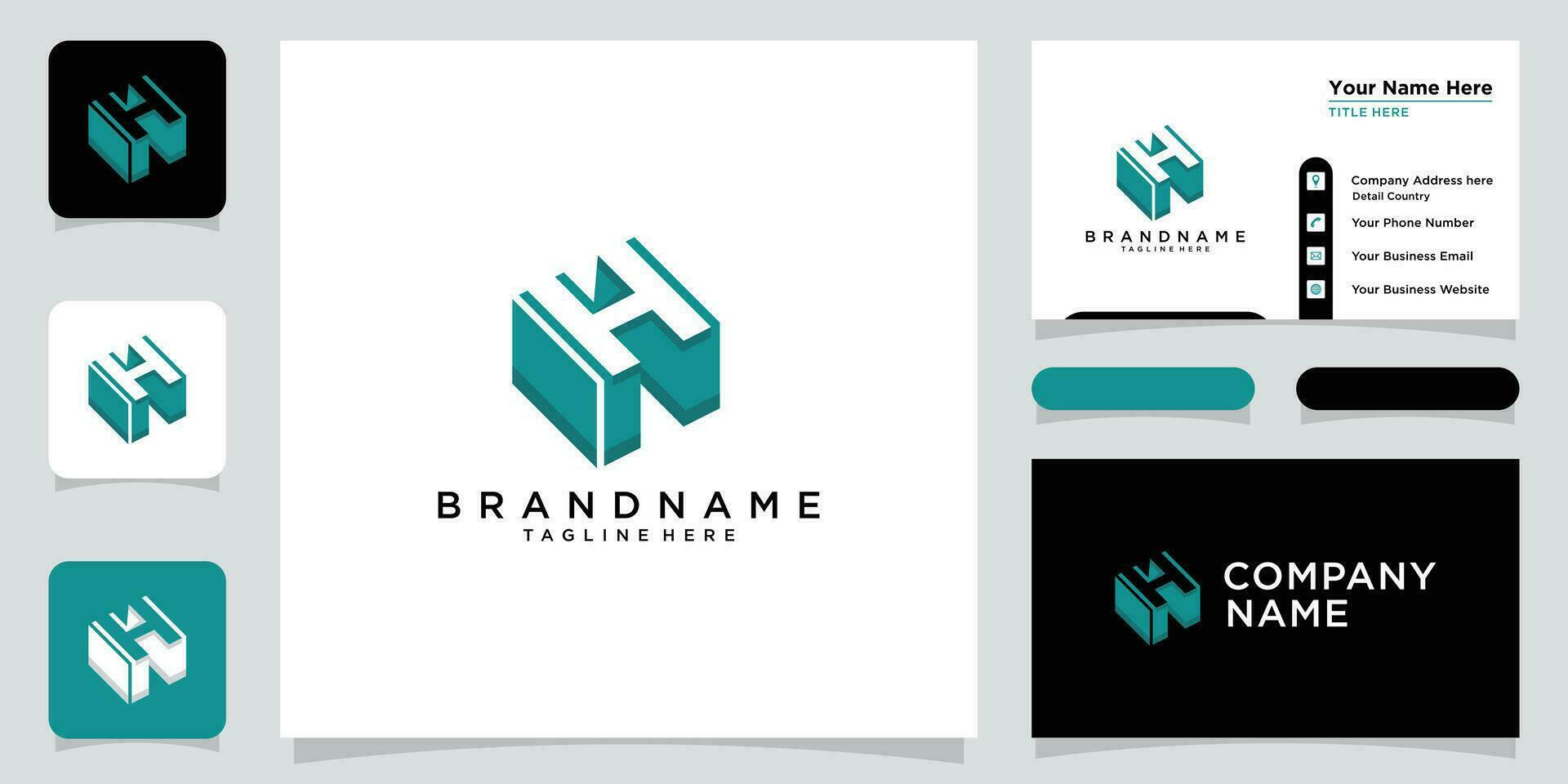 eerste brief h logo ontwerp vector sjabloon. creatief h logo ontwerp met bedrijf kaart ontwerp premie vector