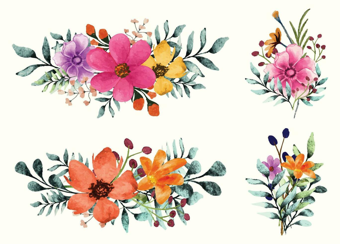 waterverf schilderij wilde bloemen boeket illustratie Aan geïsoleerd achtergrond vector