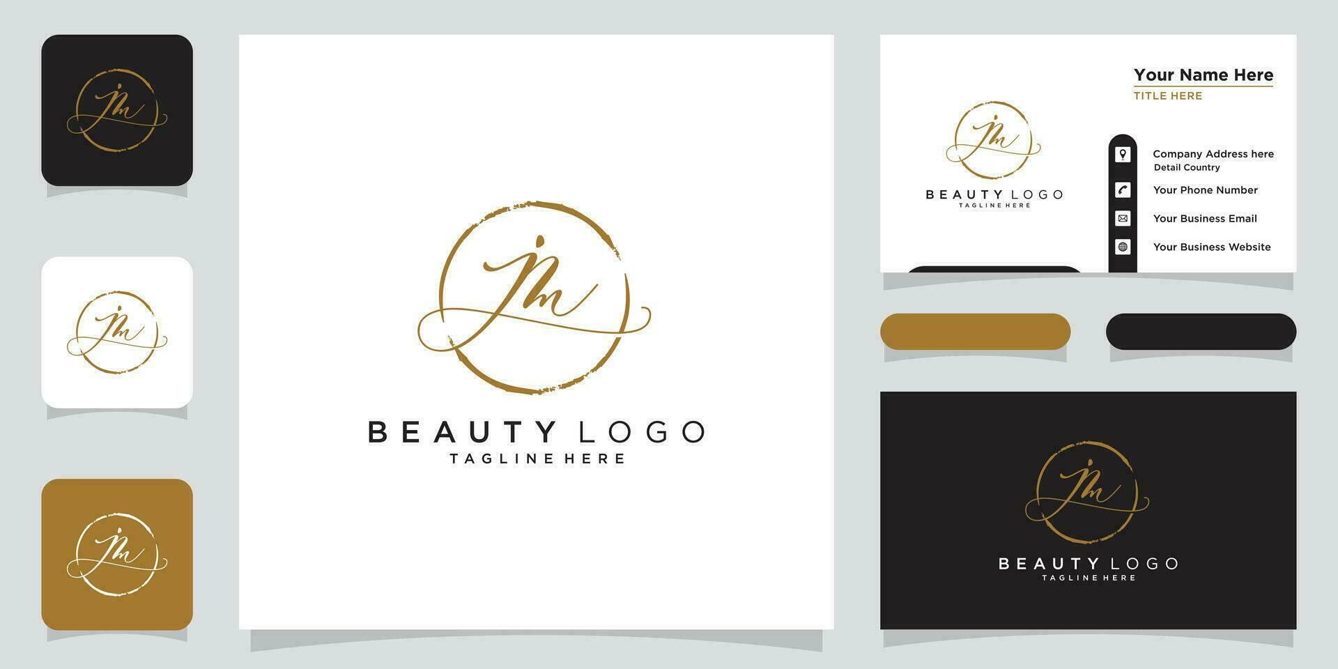 eerste brief jm luxe logo ontwerp met bedrijf kaart ontwerp premie vector