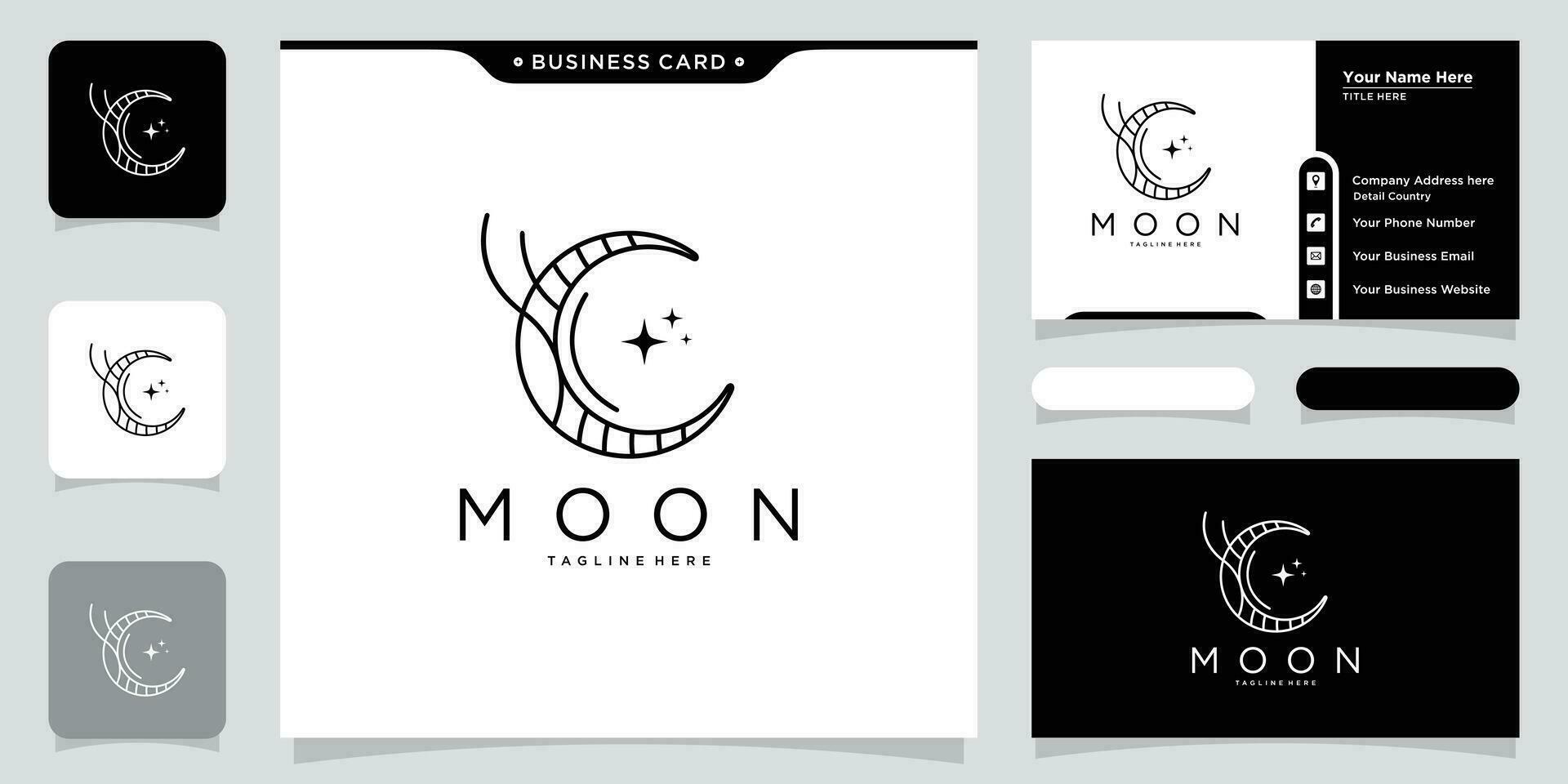 maan logo modern en ster logo ontwerp icoon vector