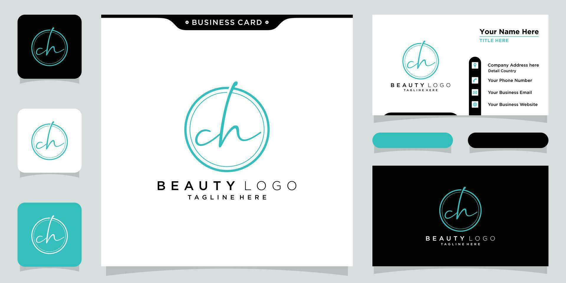 ch eerste handschrift logo vector ontwerp