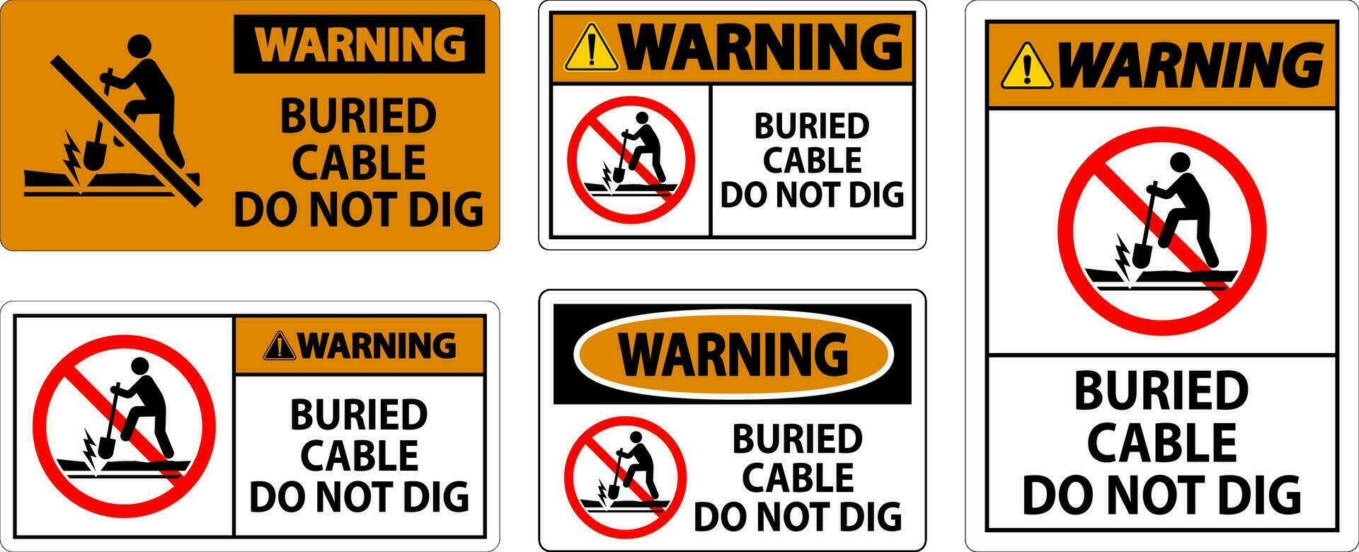 waarschuwing teken begraven kabel, Doen niet graven Aan wit achtergrond vector