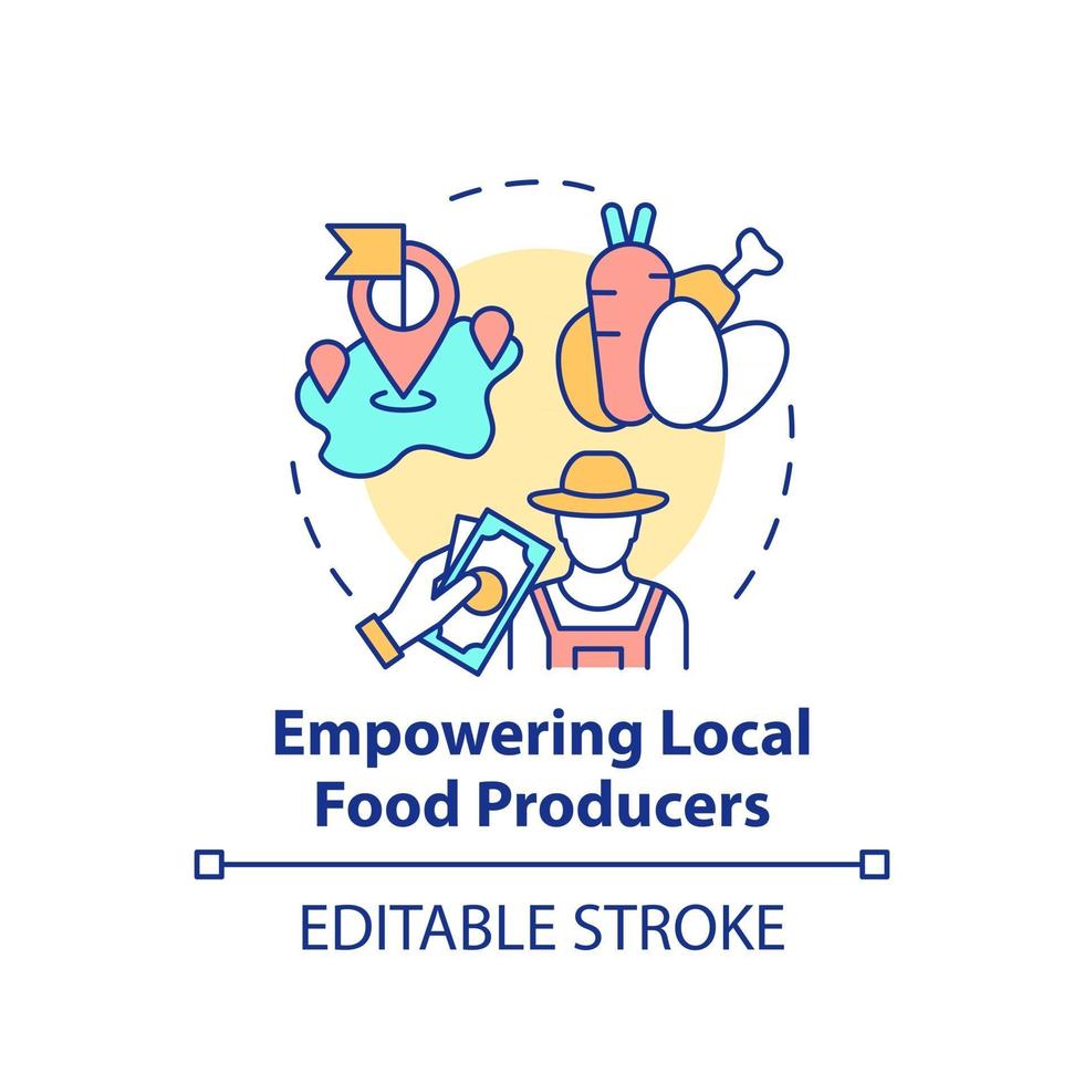 empowerment van lokale voedselproducenten concept icoon vector