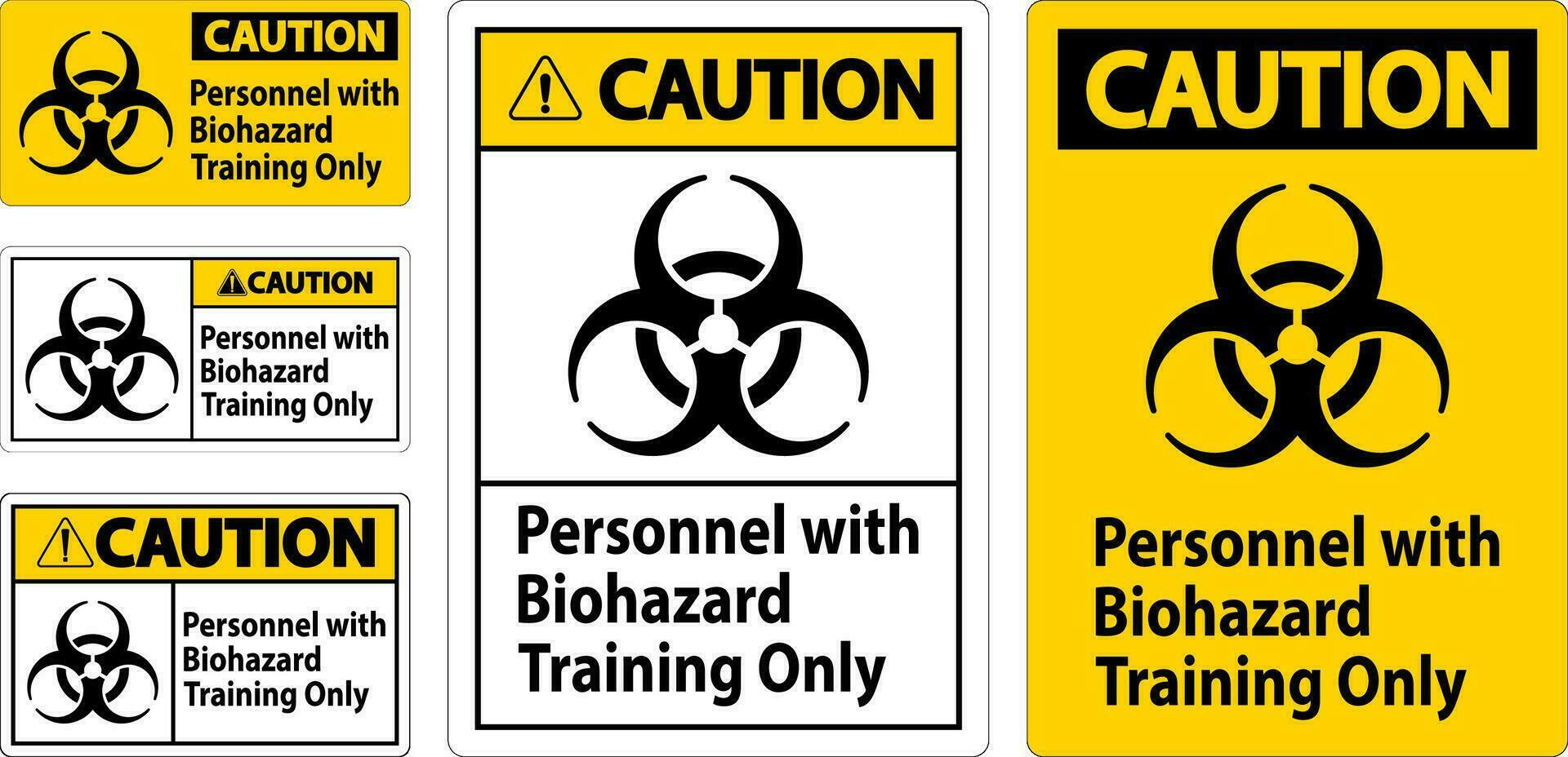 voorzichtigheid etiket personeel met biohazard opleiding enkel en alleen vector