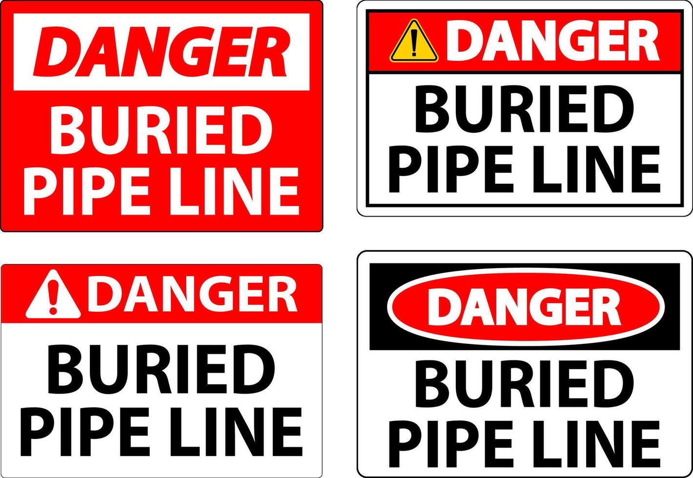 Gevaar teken begraven pijp lijn Aan wit achtergrond vector