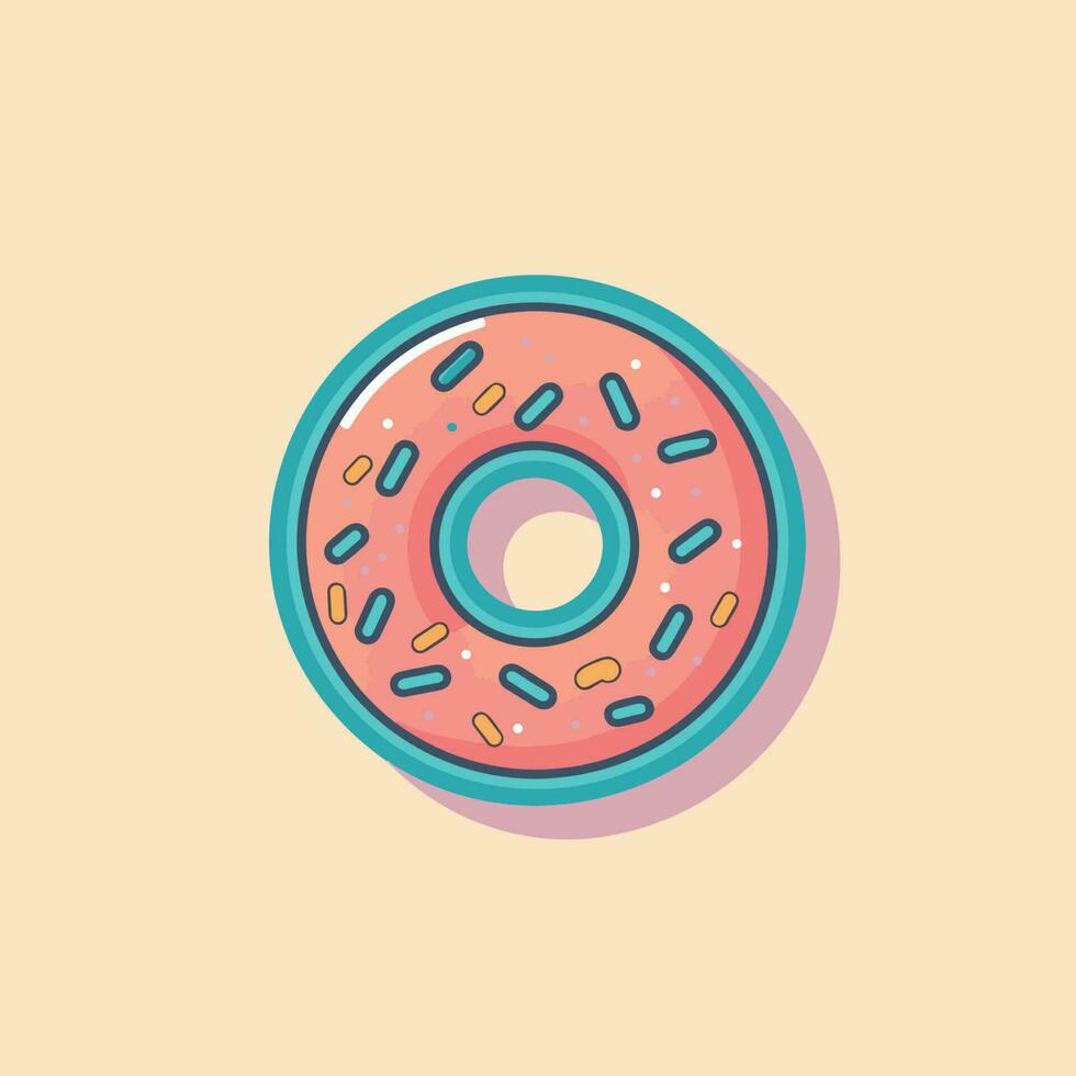 vector van een heerlijk roze donut met kleurrijk hagelslag Aan top