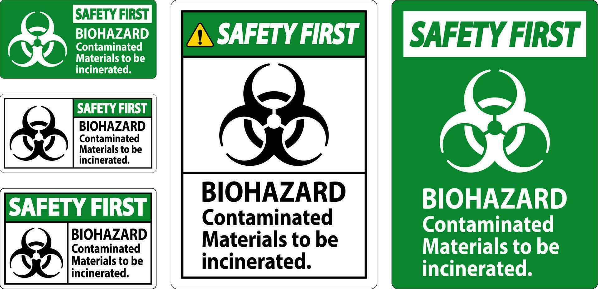 biohazard veiligheid eerste etiket biohazard vervuild materialen naar worden verbrand vector
