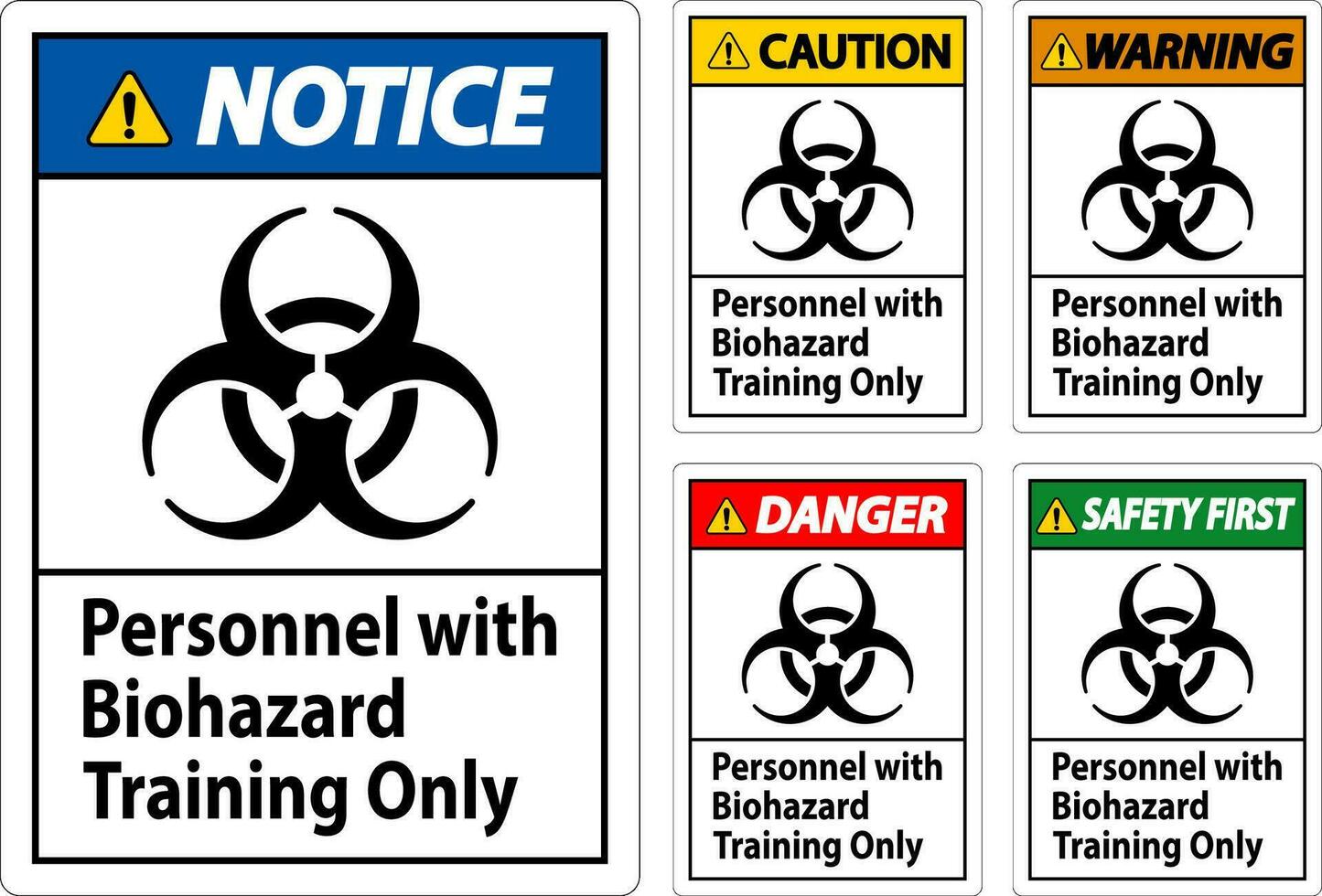 waarschuwing etiket personeel met biohazard opleiding enkel en alleen vector