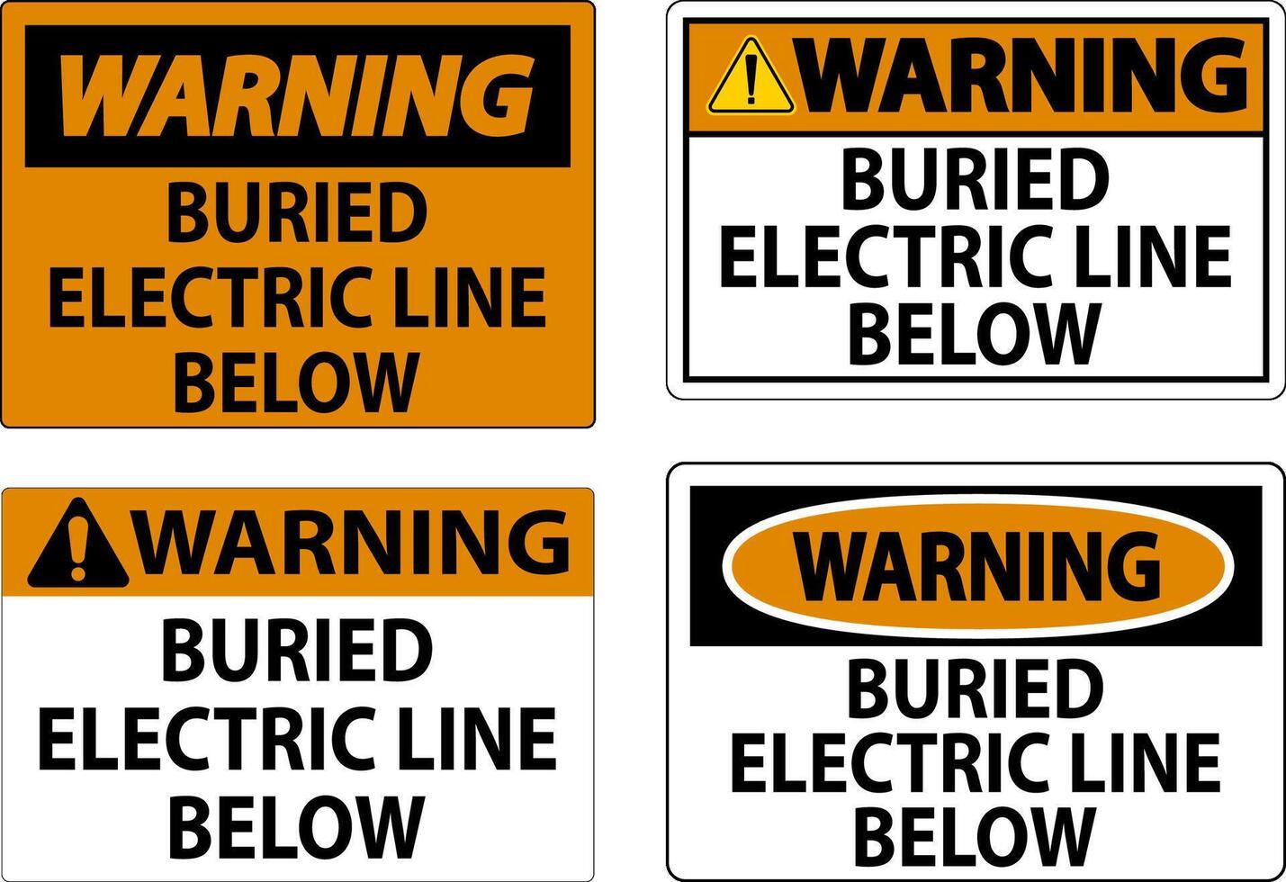 waarschuwing teken begraven elektrisch lijn hieronder Aan wit achtergrond vector