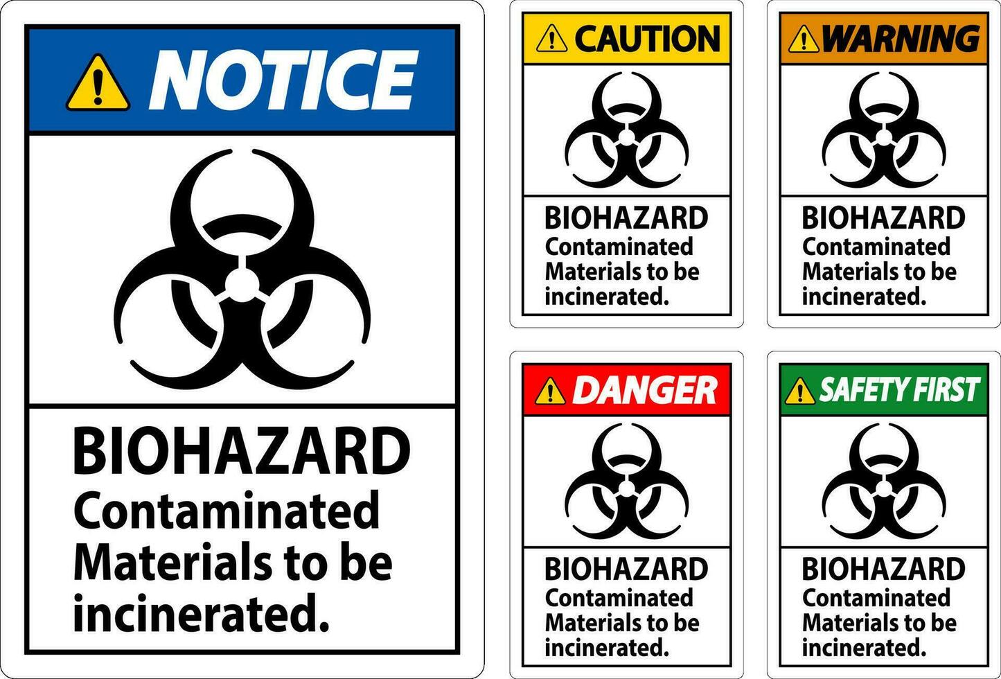 biohazard waarschuwing etiket biohazard vervuild materialen naar worden verbrand vector