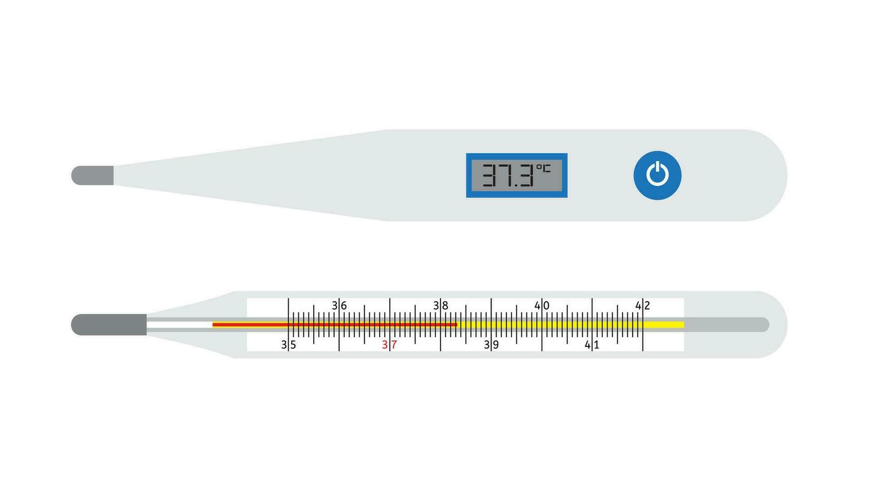 vector vlak tekenfilm realistisch medisch thermometer