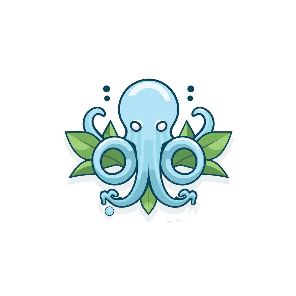 vector van een Octopus met bladeren Aan haar terug in een vlak icoon stijl