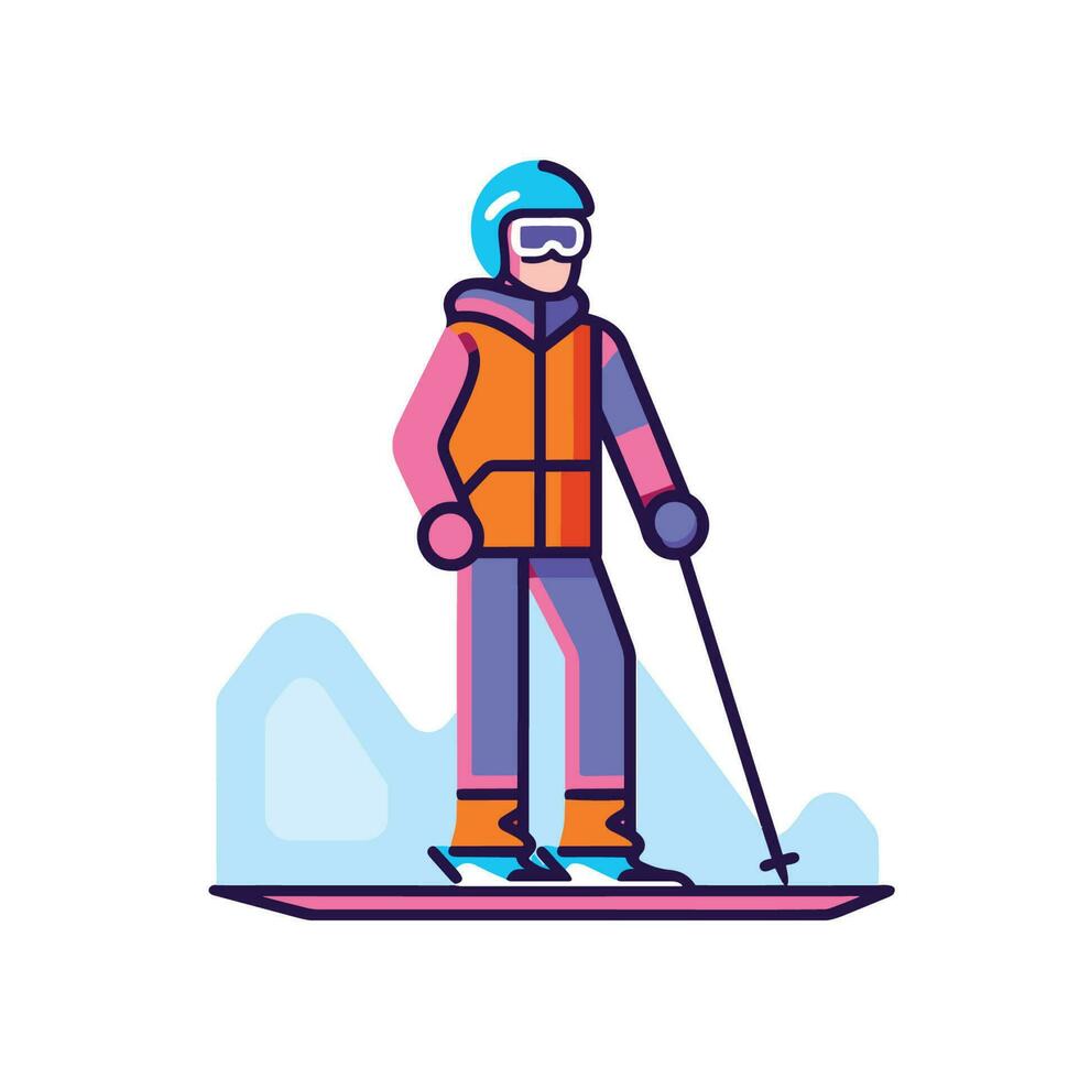 vector van een skiër glijden vlot Aan een besneeuwd oppervlakte
