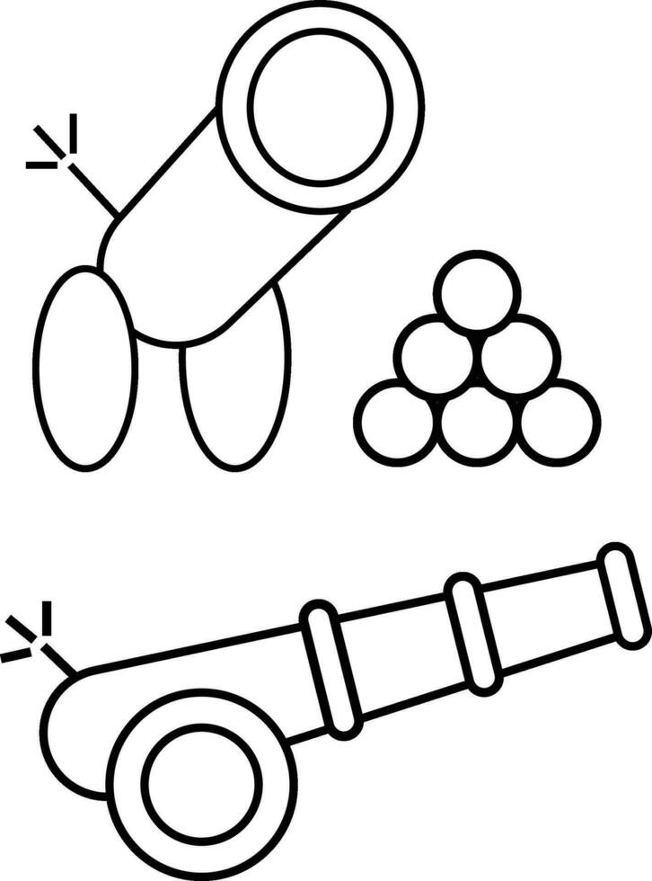 kanon pictogrammen geïsoleerd Aan wit achtergrond vector