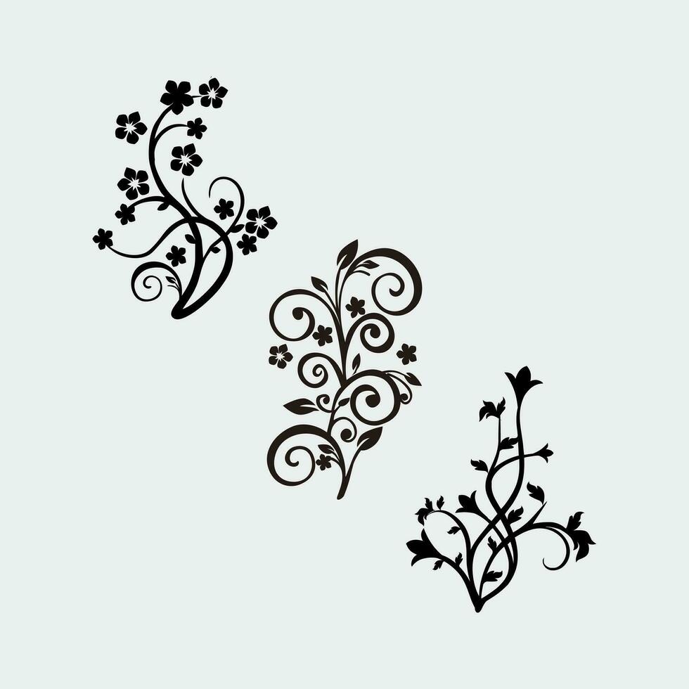 abstract bloemen ontwerp voor afdrukken. bloemen ontwerp element in zwart en wit vector